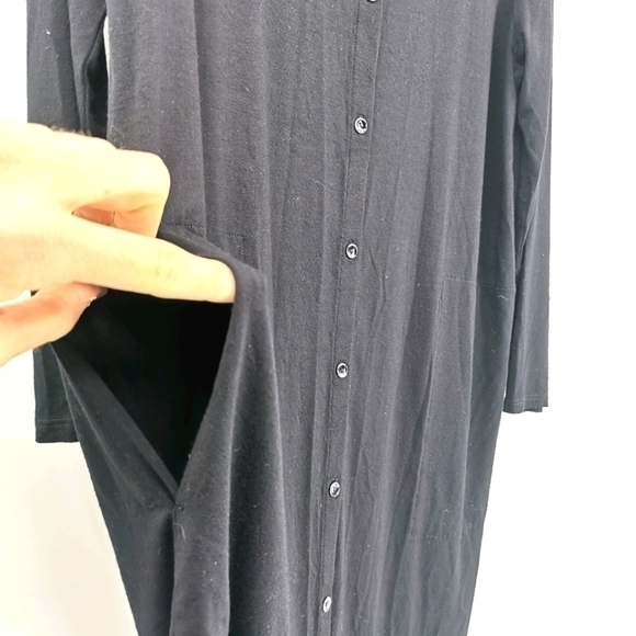 Eileen Fisher Women's PP Button-Down Black Dress - Picture 11 of 11